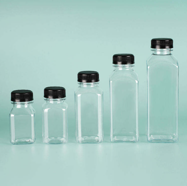 Disposable Drink Bpa Free Clear Juice Plastic Empty Pet Square Juicer Beverage Bottle