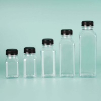 Disposable Drink Bpa Free Clear Juice Plastic Empty Pet Square Juicer Beverage Bottle