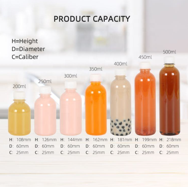 Bpa-Free PET Food Grade Juice Plastic Bottle With Cap